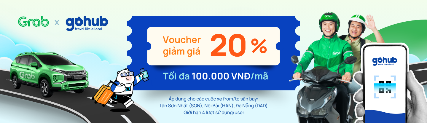 Grab x eSIMsieutoc — Voucher giảm giá 20%, tối đa 100.000 VNĐ/mã cho các cuốc xe từ/đến sân bay Tân Sơn Nhất, Nội Bài, Đà Nẵng