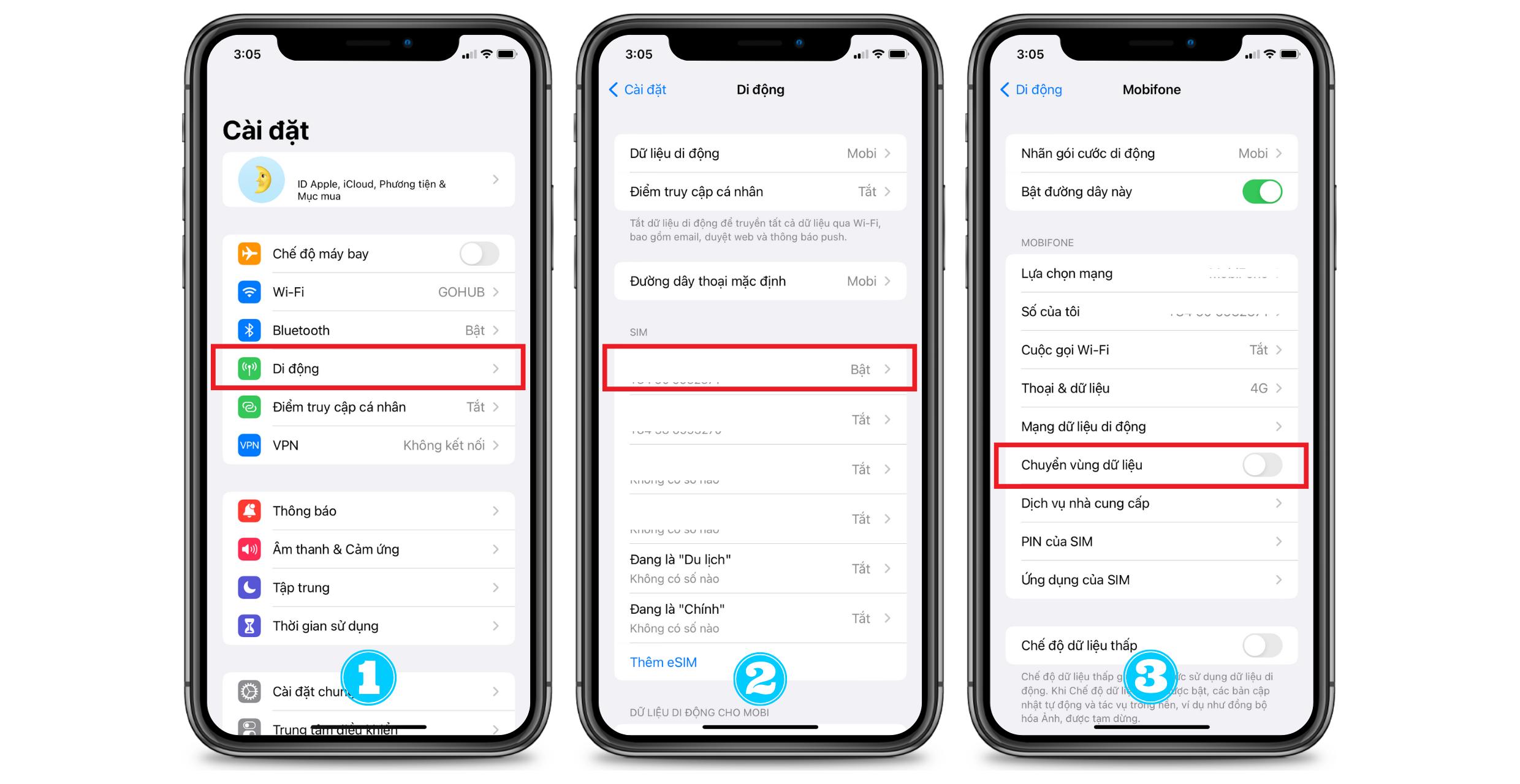 Các bước chuyển vùng dữ liệu trên iOS